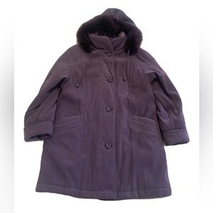 Vintage 80s/90s TanJay by Capital Garment Purple Coat with Fur Trim Size XS